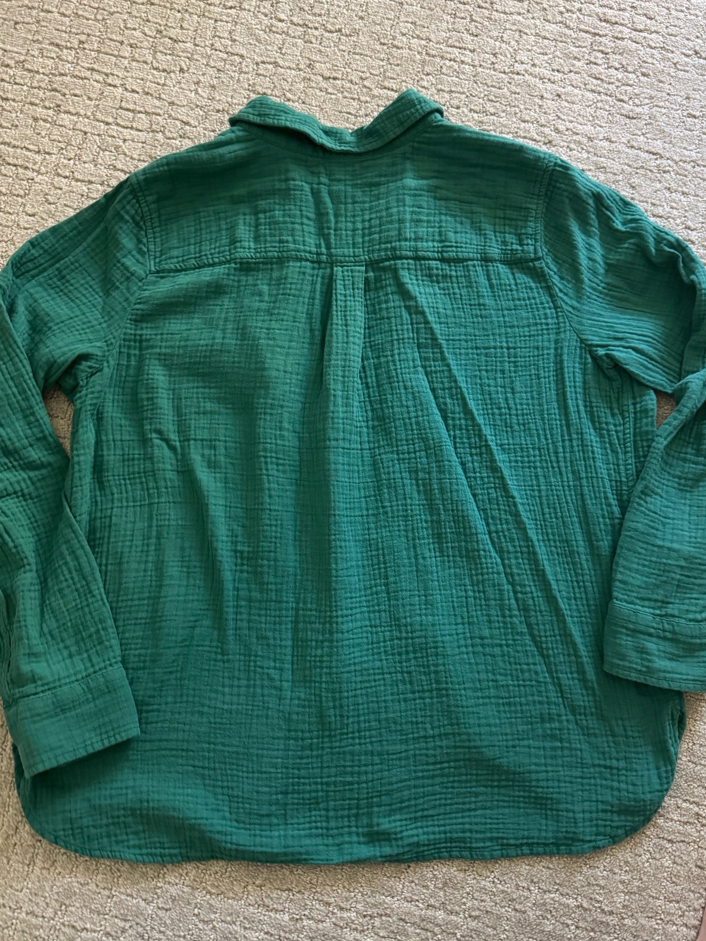 J Crew Dark Green 100% Cotton Gauze Size XL Long Sleeve Button Down Shirt Comfy - Picture 3 of 7